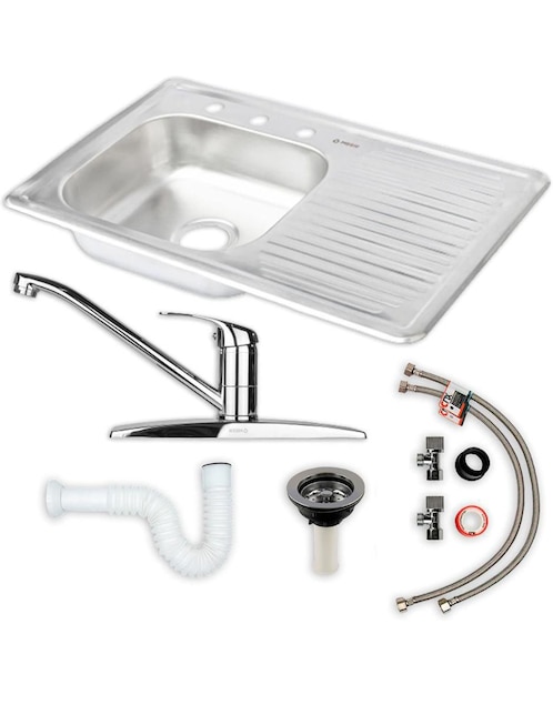 Tarja de acero inoxidable CNX con escurridor derecho KIT-003TSED8050MZF815