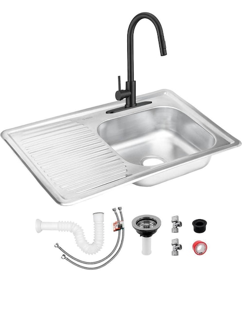 Tarja de acero inoxidable CNX con escurridor izquierdo TSEI8050MZM8120KIT-003