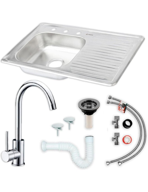 Tarja de acero inoxidable CNX con escurridor derecho KIT3TSED8050MZM814CRT