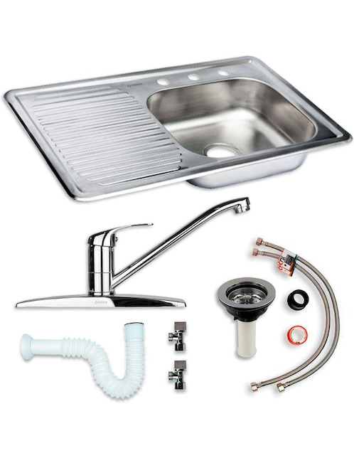 Tarja de acero inoxidable CNX con escurridor izquierdo KIT-003TSEI8050MZF815
