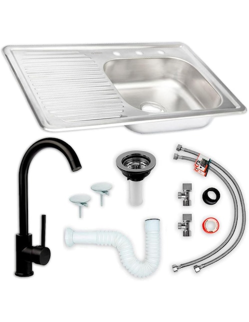 Tarja de acero inoxidable CNX con escurridor izquierdo KIT3TSEI8050MZM8112CRT