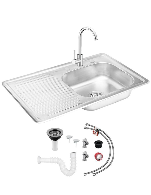 Tarja de acero inoxidable CNX con escurridor izquierdo KIT3TSEI8050MZM814CRT