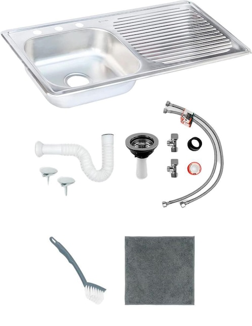 Tarja de acero inoxidable CNX con escurridor derecho TSED10050 + KIT-003