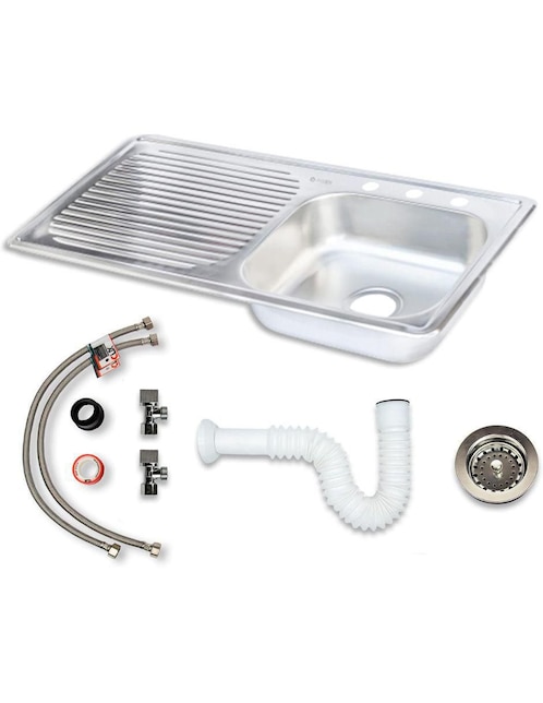 Tarja de acero inoxidable CNX con escurridor izquierdo TSEI10050 + KIT-003