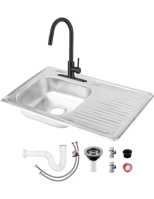 Tarja de acero inoxidable CNX con escurridor derecho TSED8050MZM8120KIT-003