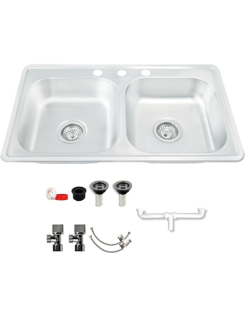 Tarja doble tina de acero inoxidable CNX TD8448 + KIT-002