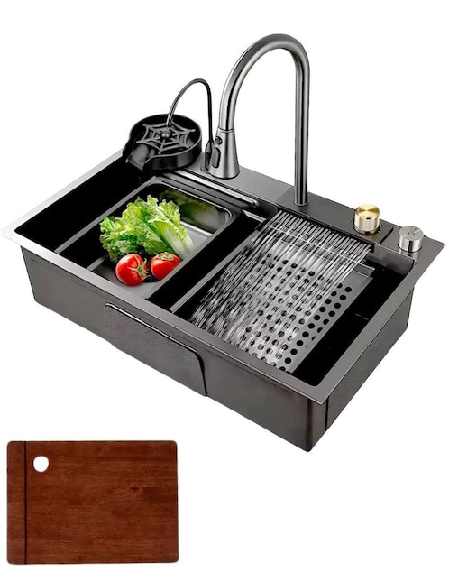 Tarja de acero inoxidable Okaeri con escurridor derecho Kit Fregadero