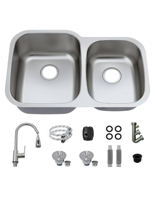 Tarja doble tina de acero inoxidable Yma Home con escurridor 60-40 kit