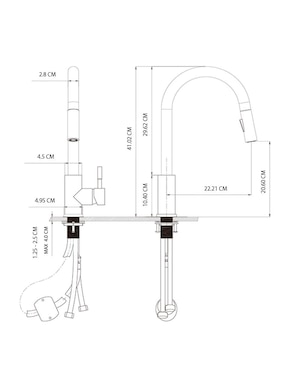 Llave mezcladora monomando grifo cocina Tecnolam TEC143