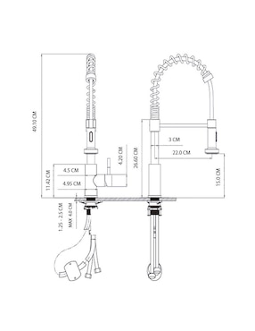 Llave mezcladora monomando grifo cocina Tecnolam TEC102
