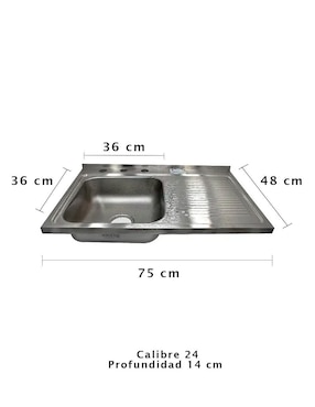 Tarja de acero inoxidable Eb con escurridor derecho CACM-402
