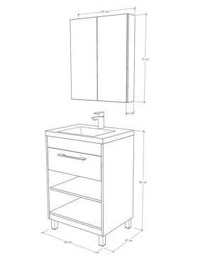 Paquete de baño Gravita Lucas de melamina armable