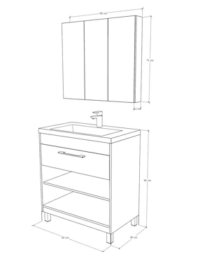 Paquete de baño Gravita Lucas de melamina armable