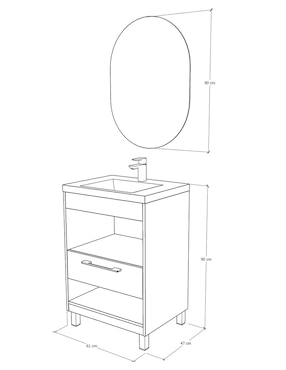Paquete de baño Gravita Excalibur de melamina armable