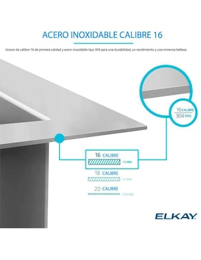 Tarja doble tina de acero inoxidable Elkay EFU-311810ACO9