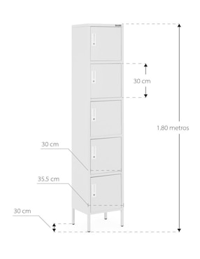 Locker Guardex casillero alto de 5 puertas acero inoxidable