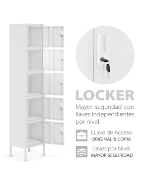 Locker Guardex casillero alto de 5 puertas acero inoxidable