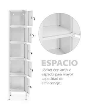 Locker Guardex casillero alto de 5 puertas acero inoxidable