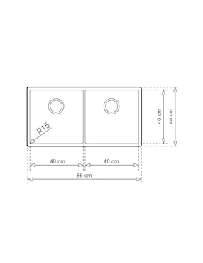 Tarja doble tina de acero inoxidable Teka FLEXLINEA RS15 860 2B
