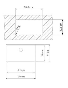 Tarja 1 tina de acero inoxidable Teka BE LINEA RS15