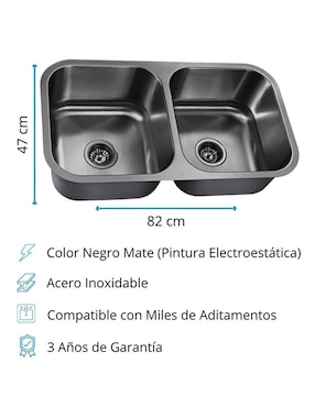 Tarja doble tina de acero inoxidable CNX TD8247SR2NKIT02MZM8120
