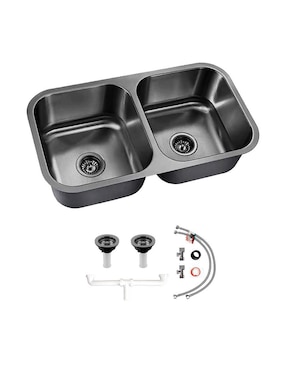 Tarja doble tina de acero inoxidable CNX TD8247SR2N + KIT-002