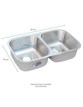 Tarja doble tina de acero inoxidable CNX TD8247SR2