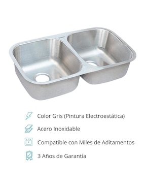 Tarja doble tina de acero inoxidable CNX TD8247SR2