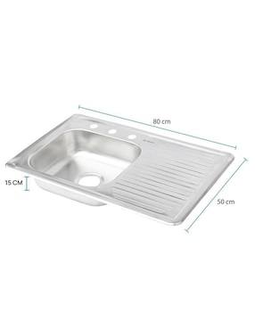 Tarja de acero inoxidable CNX con escurridor derecho KIT3SED8050MZM8110FCRT