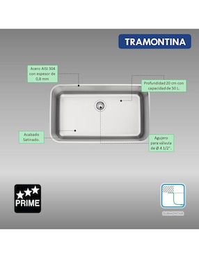 Tarja 1 tina de acero inoxidable Tramontina 94016102