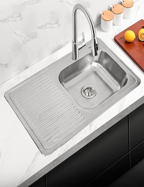 Tarja de acero inoxidable Gravita con escurridor izquierdo 2236