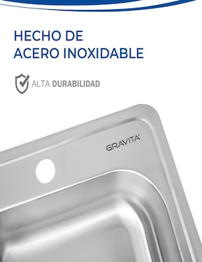Tarja de acero inoxidable Gravita con escurridor izquierdo 2236