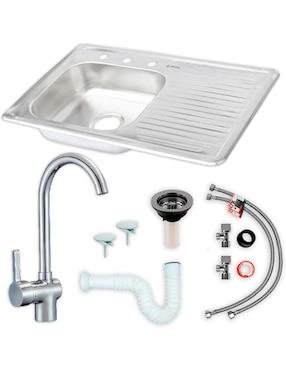 Tarja de acero inoxidable CNX con escurridor derecho KIT3TSED8050MZM812CRT