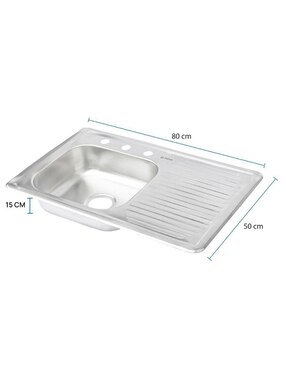Tarja de acero inoxidable CNX con escurridor derecho KIT3TSED8050MZM812CRT