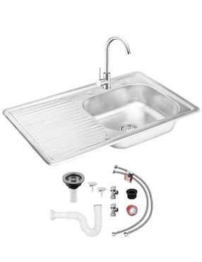 Tarja de acero inoxidable CNX con escurridor izquierdo KIT3TSEI8050MZM814CRT