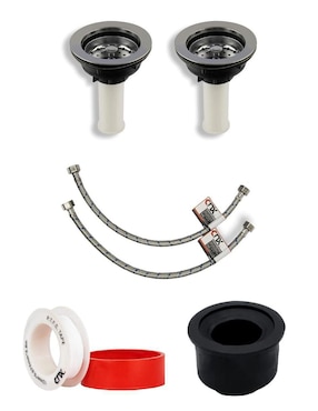 Tarja doble tina de acero inoxidable CNX TD8456 + KIT-002