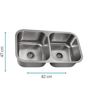 Tarja doble tina de acero inoxidable CNX D8247SC2ZM8110FKIT2DRO