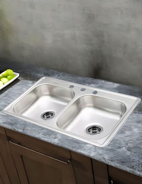 Tarja doble tina de acero inoxidable CNX TD8456