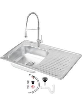 Tarja de acero inoxidable CNX con escurridor derecho TSED8050 + KITG5