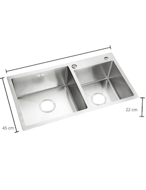Tarja doble tina de acero inoxidable CNX TD8245-1S MZM8119 COM