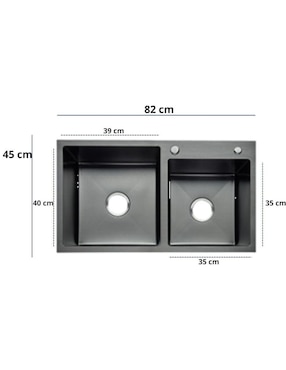 Tarja doble tina de acero inoxidable CNX TD8245-2N SADOF24BC CO