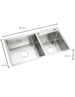 Tarja doble tina de acero inoxidable CNX TD8245-1S SADOF24BC CO