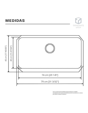 Tarja 1 tina de acero inoxidable Yma Home Kit ovalada 1T
