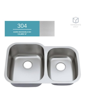 Tarja doble tina de acero inoxidable Yma Home 60-40 kit