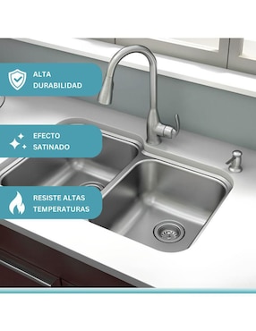 Tarja doble tina de acero inoxidable Yma Home 60-40 kit