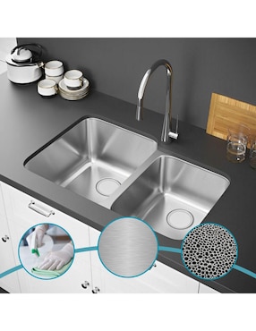 Tarja doble tina de acero inoxidable Yma Home 60-40 kit