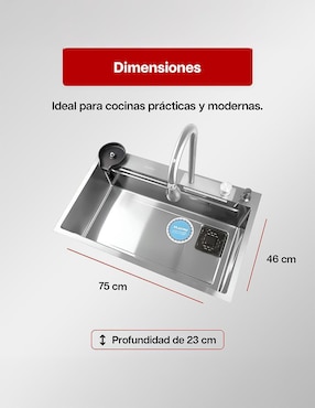 Tarja de acero inoxidable Maxims con escurridor derecho