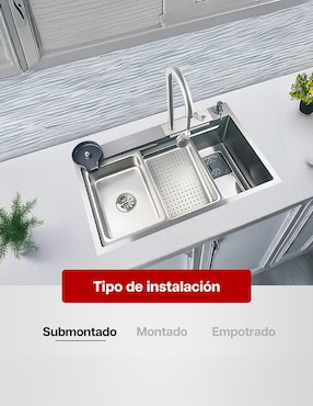 Tarja de acero inoxidable Maxims con escurridor derecho