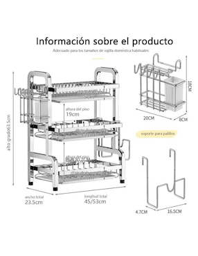 Escurridor de trastes/biberones Belug de acero inoxidable