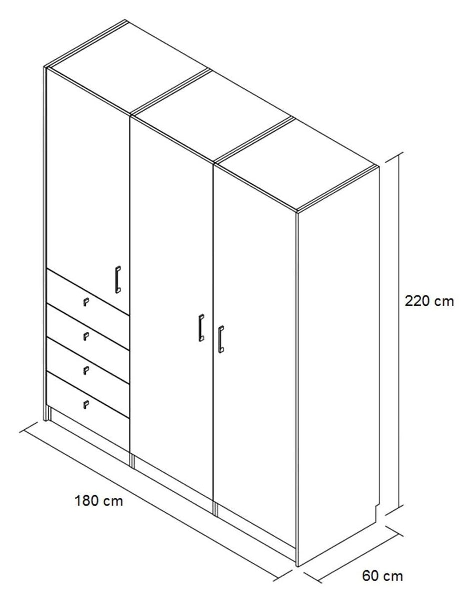 CLOSET DE PAQUETE A, 131 X 64 CM, GRIS